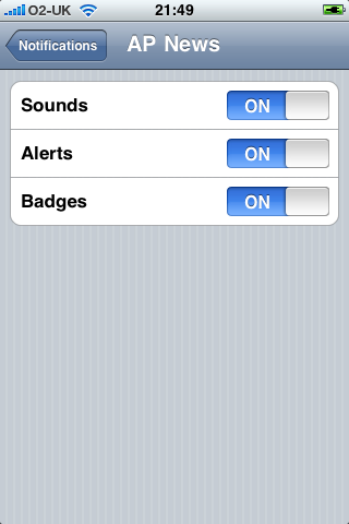 AP News Notification Settings