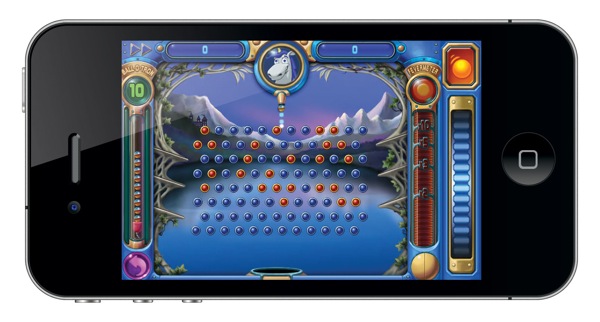 iPhone 4 with Peggle on a Retina Display