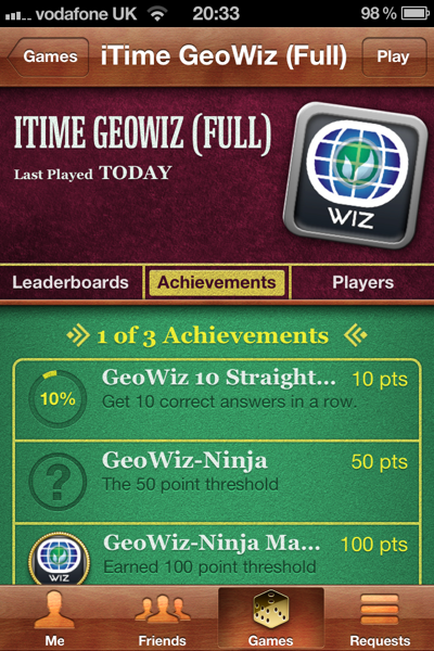 GeoWiz on Game Center