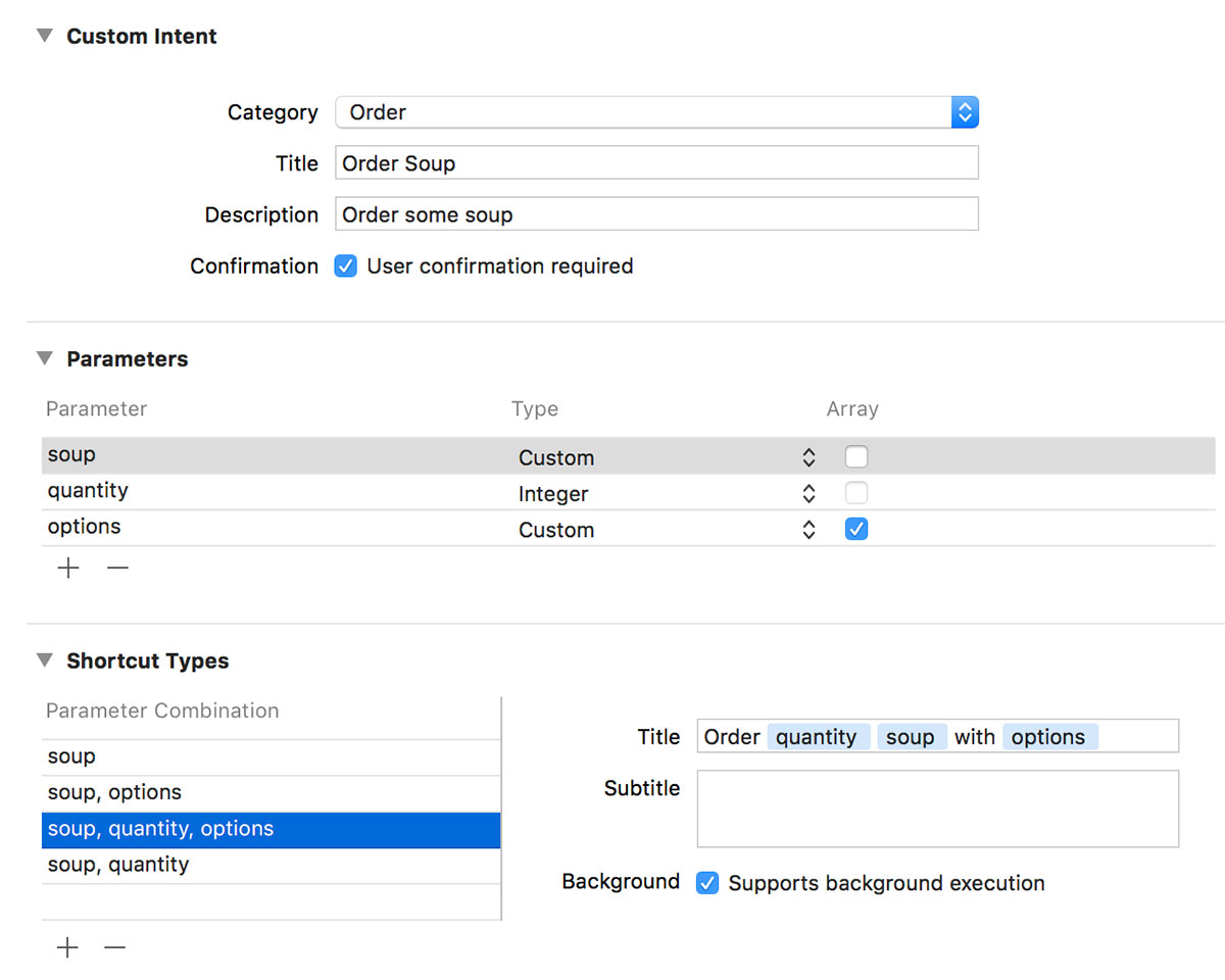 Custom Intent creation with SiriKit