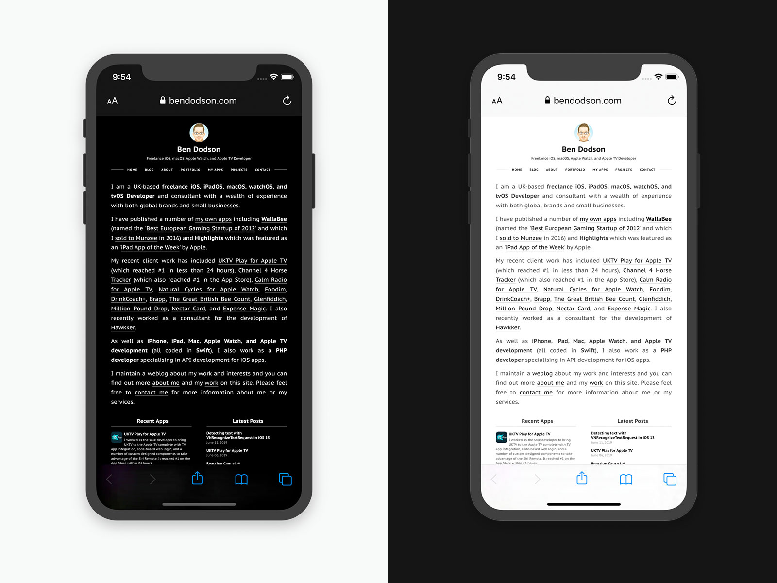 Enabling Dark Mode on a website for iOS 13